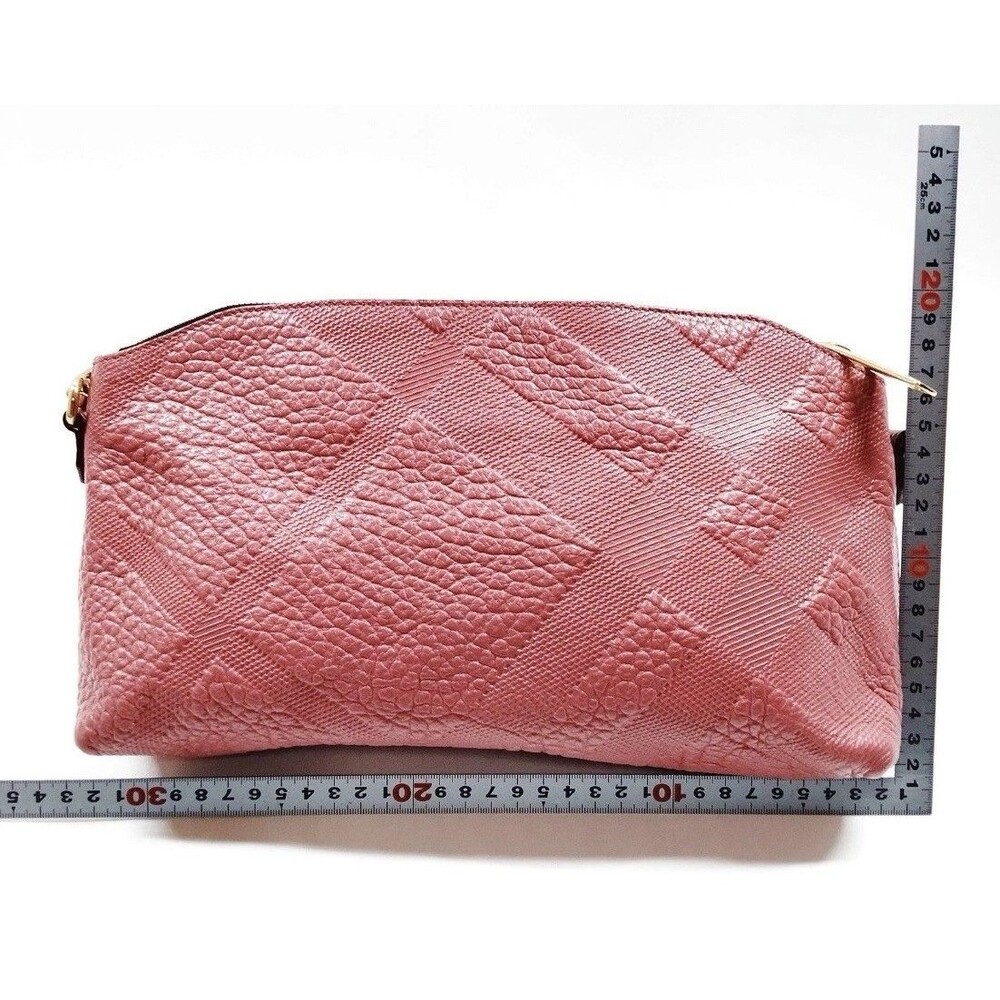 BURBERRY Crossbody Bag Pink Embossed Leather Good Used Condition - Picture 2 of 14